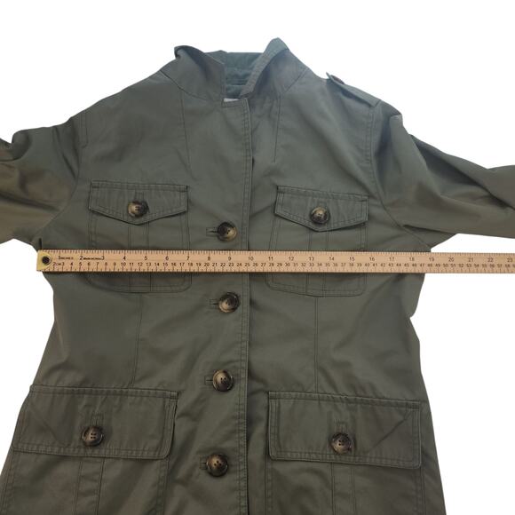 Michael Kors Jacket Womens Medium Olive Green Cargo Rain Spring Fall Military - Picture 14 of 16
